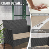 Kurapika Patio Furniture Set 4 Pieces Outdoor Wicker Rattan Chairs Conversation Sets w/Coffee Table, Rocking Bistro Set, for Patio Backyard Lawn (Sand) Kurapika