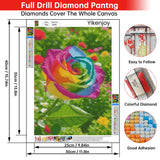 Yikenjoy Rose Diamond Art Kit for Adults – 5D Diamond Painting Kit for Beginner, Full Drill DIY Rainbow Rose Diamond Art, Relaxing & Fun Diamond Art Kits for Adults, Wall Decor 16 x 12 in Yikenjoy