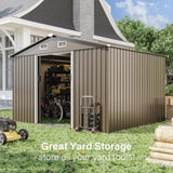 10FT x 8FT Outdoor Storage Shed, Waterproof, Lockable Door Metal Tool Shed with Sliding Door and Air Vents, Storage House for Gardening Tools, Metal Storage Shed for Garden, Backyard, Lawn RTDTD