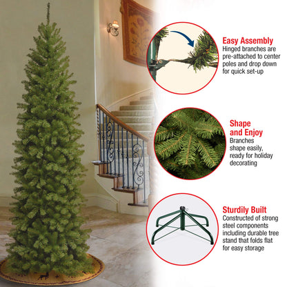 National Tree Company Artificial Slim Christmas Tree, Green, North Valley Spruce, Includes Stand, 9 Feet