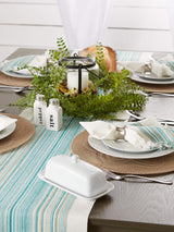 DII Everyday Collection Fringed Stripe Tabletop, Table Runner, 14x72, Teal DII