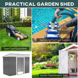 Outsunny 8' x 3.5' Metal Lean to Garden Shed, Outdoor Storage Shed, Garden Tool House with Double Sliding Doors, 2 Air Vents for Backyard, Patio, Lawn, Gray Outsunny