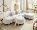 VANOMi 109.84" Modular Sectional Sofa with 3 Pillows, Convertible 5-Seater Comfy Boucle Cloud Couch with Ottoman, Modern Sectional Sofas for Living Room, Office, Apartment (Camel) VANOMi