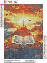 MXJSUA Landscape Bible Cross Diamond Painting Kits for Adults, 5D Diamond Art Kits for Beginners, DIY Full Round Drill Picture with Diamond for Home Wall Decor, 12x16 Inch MXJSUA