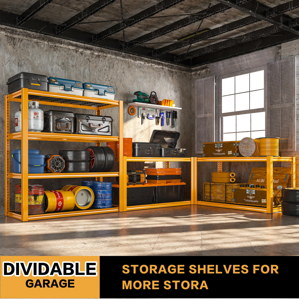 REIBII 40" W Garage Shelving 2240 LBS Storage Shelves Adjustable Heavy Duty Shelving 4 Tier Metal Shelves for Storage 59.5"H Metal Shelf for Pantry Basement Warehouse 40"W × 19.5"D × 59.5"H, 2 Pack REIBII