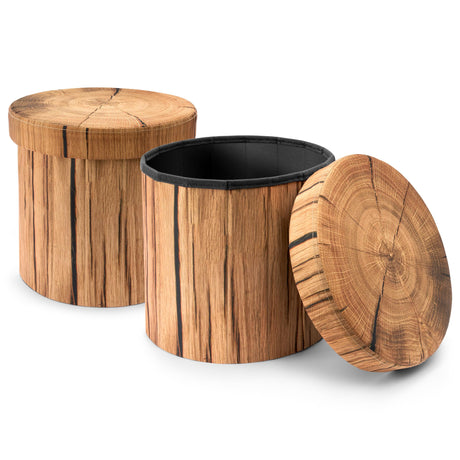 Sorbus Tree Stump Stool, Toy Storage Ottoman 15 Inch Fake Tree Stumps Log Stool Storage, Artificial Tree Trunk, Perfect Footstool Kids Toy Chest, Rustic Log Cabin Decor Bench, Pedestal (2 Pack) Sorbus