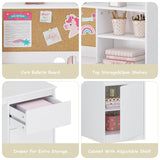 UTEX Kids Study Desk with Chair, Kids Desk and Chair Sets with Hutch and Storage Cabinet, Wooden Children Study Table, Student Writing Desk Computer Workstation for 5-12 Years Old UTEX