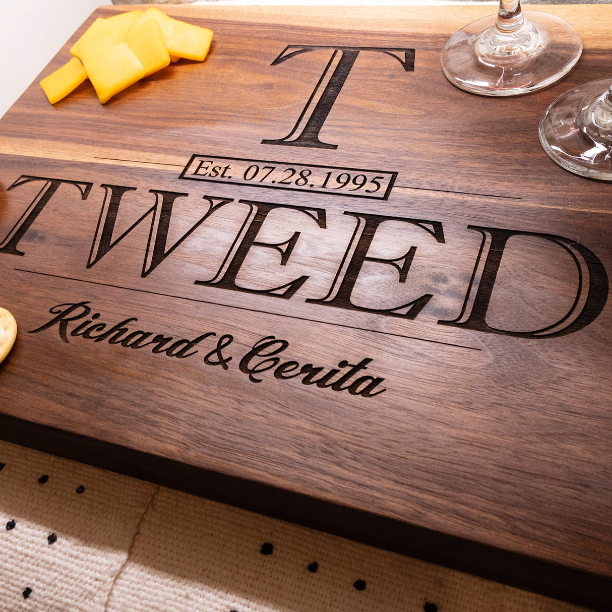 Personalized Cutting Boards - Laser Engraved Handmade Cutting Boards - Maple or Walnut Wood Cutting Boards for Kitchen - 2 Way Display or Charcuterie Boards - Personalized Gifts for Couples NakedWoodWorks