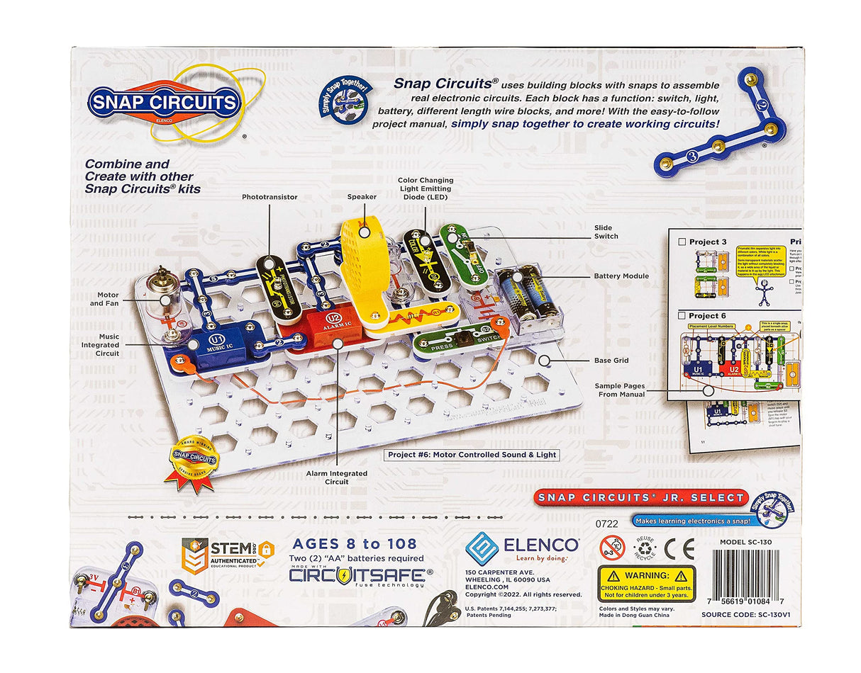 Snap Circuits Jr. Select SC-130 Electronics Exploration Kit | Over 130 Projects | Full Color Project Manual | 30+ Parts | STEM Educational Toys for Kids 8+ Snap Circuits