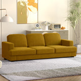 WiberWi 87 inch Couches for Living Room, Comfy 3 Seater Sofa with Deep Seat, Modern Corduroy Couch with Wide Armrests, Upholstered Backrests with Removable Cover, Mustard WiberWi