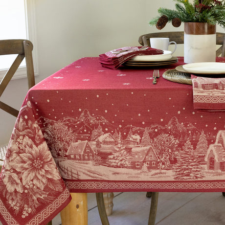 Benson Mills Engineered Jacquard Heavyweight Fabric Table Cloth, Holiday, Winter, and Christmas Tablecloth (Christmas Story, 60" x 140" Rectangular) Benson Mills