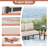 Kurapika Aluminum Patio Furniture Set 7-Seat Modern Metal Outdoor Conversation Sets w/Swivel Rocking Chairs Patio Sectional Sofa w/5.1 Inch Cushion, Sand Kurapika