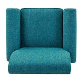 Domesis Kiara Traditional 34" Wide Upholstered Rolled Arm Living Room & Bedroom Accent Chair, Comfy Elegant Armchair with Pewter Nailheads, in Blue Tweed Domesis