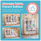 CUBEDIY Baby Closet Organizer for Nursery: Durable Baby Wardrobe for Closet - Customizable Baby Dresser Amoire Shelves - Waterproof Shelf Clothes Organizer w/Wall Fixation (White) CUBEDIY