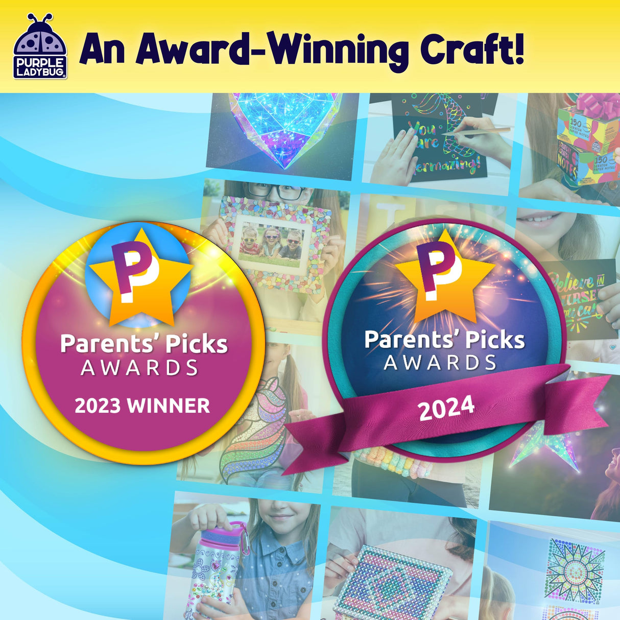 PURPLE LADYBUG Decorate Your Own Water Bottle Kit for Girls - Unicorn Design with Glitter Gem Stickers, Gifts for Girls Ages 5-8-10 Years Old Birthday, Fun Craft for Kids, Water Bottle for School PURPLE LADYBUG