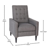 Flash Furniture Ezra Ezra Pushback Recliner - Mid-Century Modern Gray Fabric Upholstery - Button Tufted Back - Residential & Commercial Use Flash Furniture