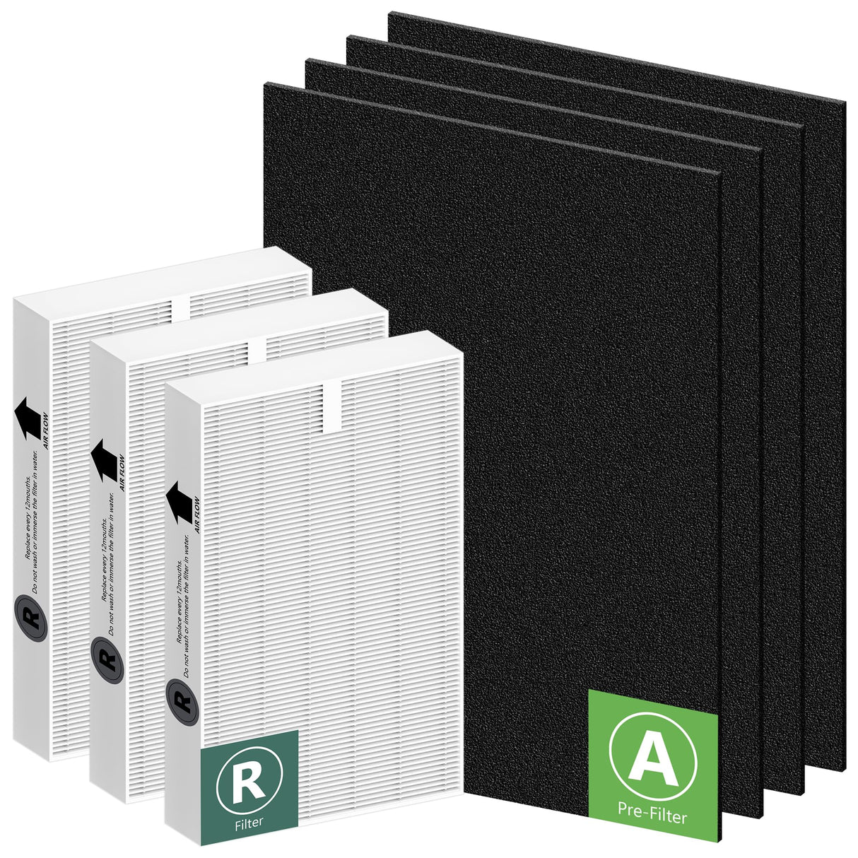 HPA300 HEPA Filter Replacement for Honeywell HPA300 Series Air Purifiers HPA300, HPA300VP, HPA304, HPA3300, Replace HRF-R3 (3 Ture HEPA R Replacement Filter + 4 Activated Carbon Pre-Filter) by Funmit Funmit