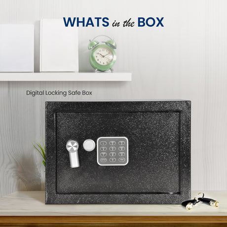 SereneLife Electronic Safe Box | Heavy Duty 12.2’’ x 7.8’’ Lockbox | Digital Keypad Code & 2 Key access | Small Money Safe for Home & Office | Secure Cash, Jewelry, Valuables | Wall & Floor Mountable SereneLife