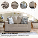 Signature Design by Ashley Deltona Contemporary Loveseat with 2 Accent Pillows, Beige Signature Design by Ashley