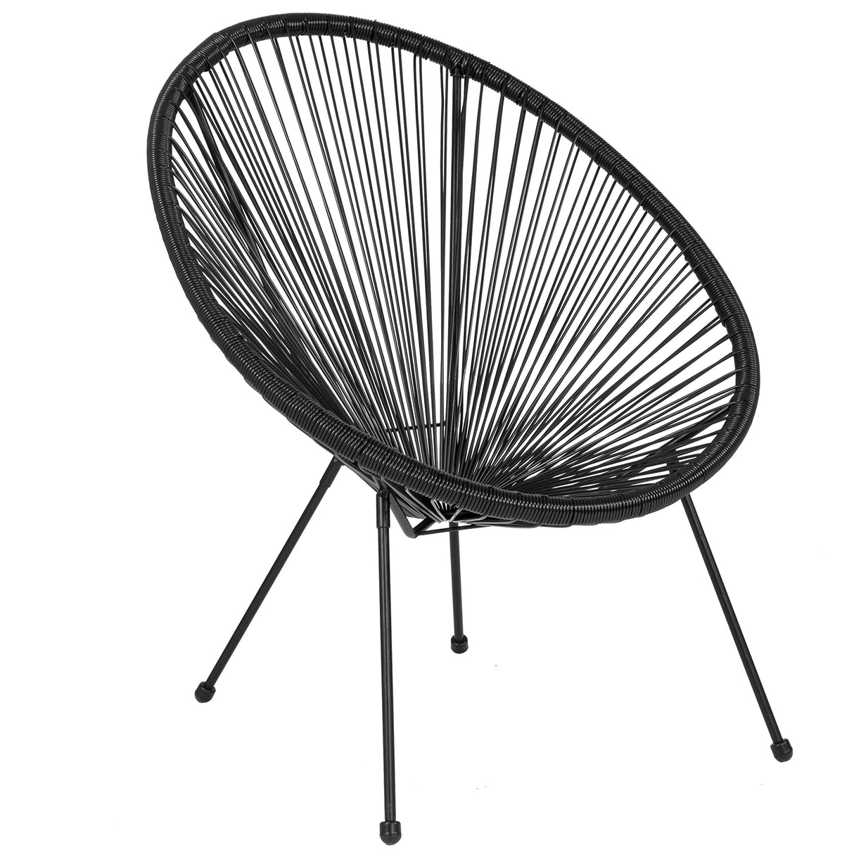 EMMA + OLIVER Black Papasan Bungee Lounge Chair EMMA + OLIVER