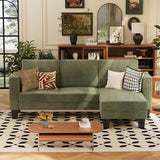 VICTONE Convertible Sectional Sofa Couch, 3 Seat L-Shaped Sofa with Linen Fabric Ottoman Small Couch for Small Apartments, Living Room and Office (Corduroy, Green) VICTONE