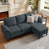 Chireca 80" Convertible Sectional Sofa, Small L Shaped 3 Seat Couch with Reversible Storage Chaise, Modern Polyester Fabric Sofa Couches for Living Room, Apartment and Small Space, Dark Grey Chireca