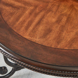 DS-HOMEPORT Retro Round Wood Coffee Table with Metal Leg, Circle Farmhouse Coffee Table for Living Room, Wooden Mid Century Coffee Tables, Easy Assembly (Only Coffee Table, 35" Dx35 Wx19 H) DS-HOMEPORT