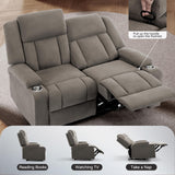 AIWOEN Recliner Loveseat Sofa with Cup Holders, 2-Seater Fabric Reclining Couch, Manual Recliner Wall Hugger for Living Room, Small Spaces, Home Theater (Light Brown) AIWOEN