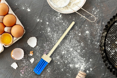 Generic BBQ Grill Basting Mop with Smooth Wooden long Handle Food-Grade Materials, 13.5 Inch Long, Blue WoodArtSupply