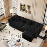 LuxyHoom 89" King Pull Out Sofa Bed, Velvet Chesterfield Sleeper Sofa Couch, 3 in 1 Convertible Tufted Futon Couches with Ottoman for Living Room, Small Space, Apartment, Office, Bedroom, Black LuxyHoom