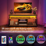 YITAHOME TV Stands for Living Room, Entertainment Center with Storage,TV Stand for 50/48 inch TV, LED TV Stand with Power Outlets, Industrial TV Console Cabinet, Retro Brown YITAHOME