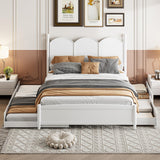JIJIWANG Queen Bed with Trundle and 2 Storage Drawers, Wood Platform Bed with Headboard, Queen Size Bed Frame with Twin XL Trundle Bed for Girls Boys Teens Adults,White JIJIWANG