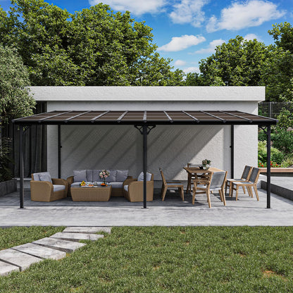 Aoxun 12' x 20' Gazebo for Patio, Gazebo Pergola with Sloped Roof, Large Wall-Mounted Heavy Duty Awnings, for Backyard, Deck, Patio