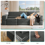 YITAHOME Convertible Cloud Sectional Couch, Comfy Corduroy Sectional Sofa with Deep Seat & High Pillows, Modern Easy-Clean Modular Sectional Sofa for Living Room Bedroom, Gray YITAHOME