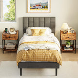 LIKIMIO Nightstand, Set of 2 Bedside Table with Charging Station, Small End Table with Storage Drawer and Shelf for Bedroom and Living Room, Easy Assembly, Stable and Sturdy, Vintage Brown LIKIMIO