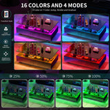 YITAHOME LED Coffee Table with Storage, High Glossy LED Coffee Tables for Living Room, Modern Black Rectangle Coffe Table, Small Center Table with Open Display Shelf & 4 Sliding Drawers, Glossy Black YITAHOME