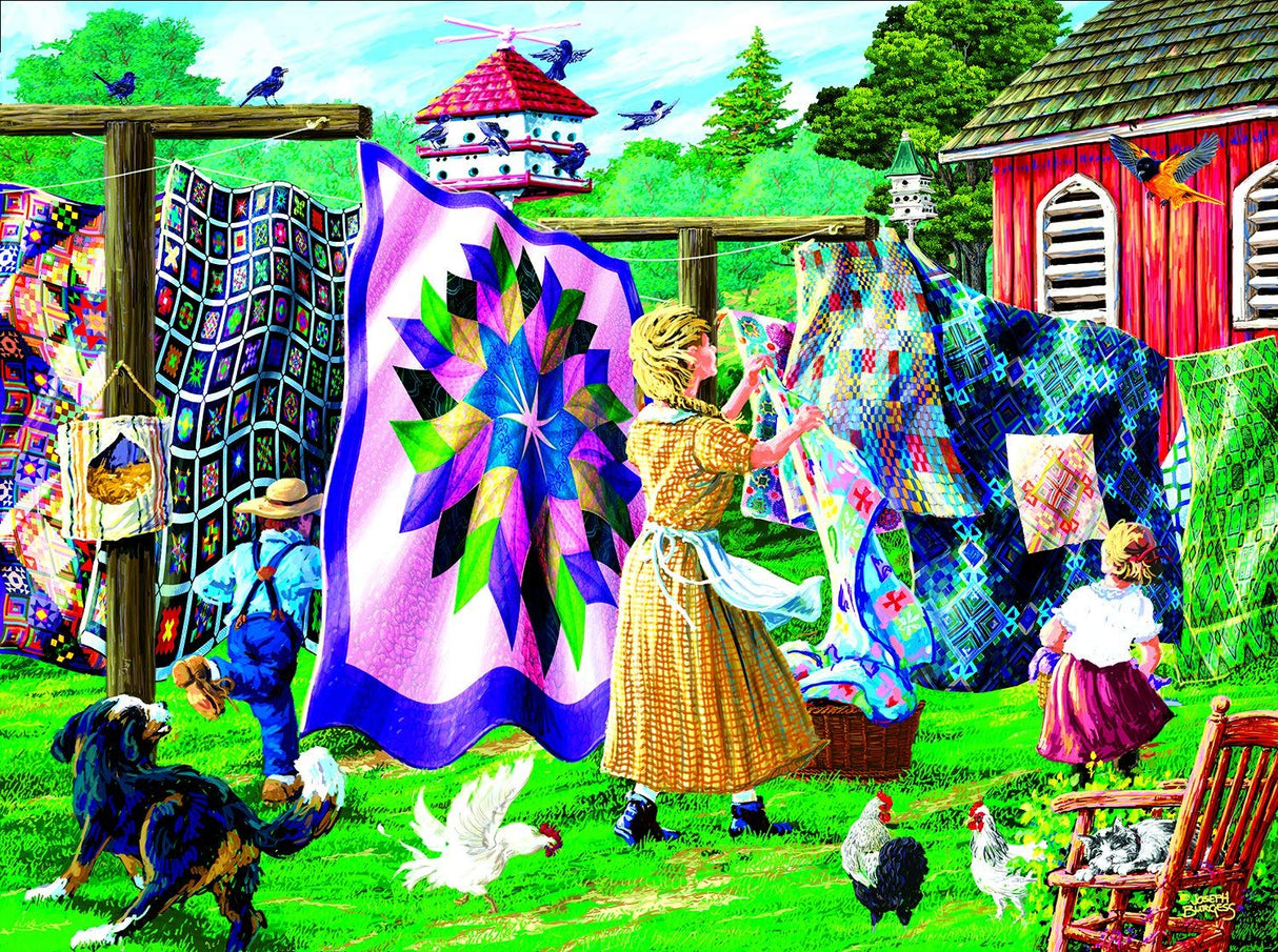 SUNSOUT INC - Quilter's Clothesline - 1000 pc Jigsaw Puzzle by Artist: Joseph Burgess - Finished Size 20" x 27" - MPN# 38864 SunsOut