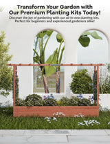 Hipicute Elevated Garden Bed with Arch Trellis & Hanging Roof for Vine Climbing Plants, Wood Planter Box with Hanging Roof, Side Trellis, 4 Drainage Holes,Above Ground Raised Garden Bed, 79"x17"x45" Hipicute