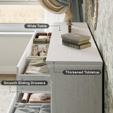 LIKIMIO Farmhouse Dresser for Bedroom with 9 Drawers, 58" Wide Wood Chest of Drawers with Roman Column, Dresser TV Stand for 65", Closet Storage Dressers Organizer for Bedroom, Living Room, Hallway LIKIMIO