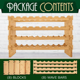 SereneLife Bamboo Stackable Wine Rack, 4-Tier 36 Bottle Capacity Wine Racks Free Standing Floor, No Tools Assembly, Modular Storage Display Shelf for Kitchen and Cellar 33.5" x 10" x 21" SereneLife