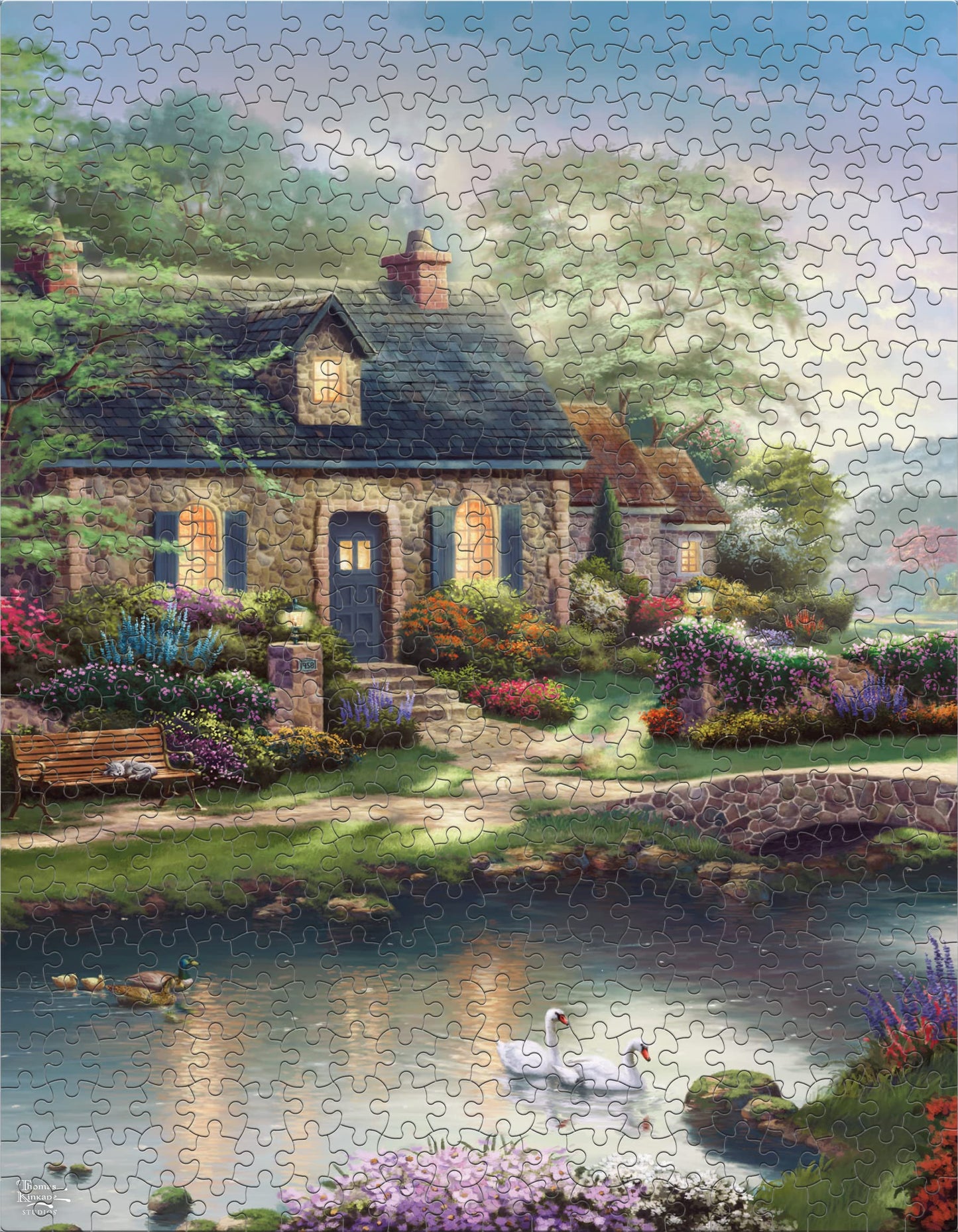 Ceaco - 8 in 1 Multipack - Thomas Kinkade - (2) Round 300 Piece, (4) 550 Piece, (1) 750 Piece (1) 1000 Piece Jigsaw Puzzles