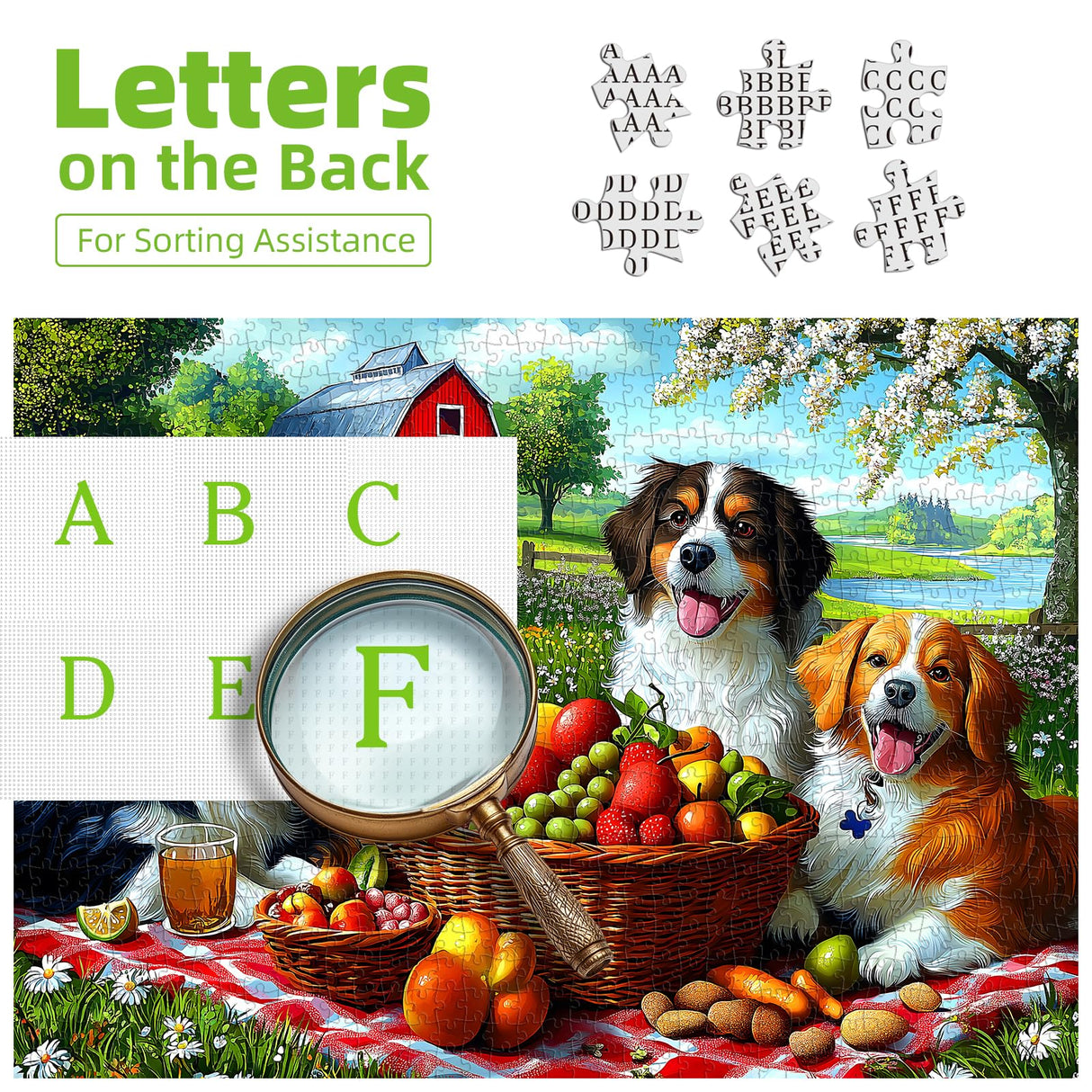 Puzzles for Adults 500 Pieces Cute Dogs Jigsaw Puzzles 500 Pieces Difficult Fun Puppy Autumn Picnic Unique Family Puzzle Challenging Games Gift for Teens Kids Adults (21"x15") MINIWAN