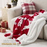Bedsure Christmas Throw Blanket for Couch - Christmas Decorations Gifts for Women, Warm Sherpa Deer Throw Blanket, Red 50"x60" Bedsure