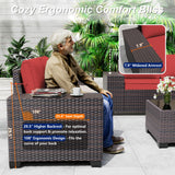 ASJMR 9 Pieces Patio Furniture Set with 2 Swivel Chairs Patio Furniture Outdoor Sectional Sofas Outdoor Patio Conversation Set - Red ASJMR