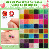 Tondiamo 32000 Pcs 2mm Glass Seed Beads and 12000 Pcs 7mm Tube Beads Set, Small Craft for DIY Bracelet Necklaces Crafting Jewelry Making Supplies with Beading Needles Elastic Strings, 48 Colors Tondiamo