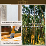 TETOTE Farmhouse Barn Door White Wood Mirror for Bathroom Wall 40” x 26” Waterproof Natural Solid Wooden Framed Rectangle Vanity Mirror Wall Mounted, Fully Assembled TETOTE