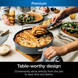 Ninja Foodi NeverStick 4 Quart Pan with Lid, Strainer, & Spatula, Oven Safe, Sea Salt Grey Ninja