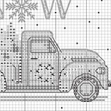 Dimensions 72-09005 Holiday Family Truck Christmas Counted Cross Stitch Kit for Beginners, 6" D, 14 Cnt. White Aida, 5pcs Dimensions