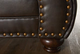 Roundhill Furniture Leinster Faux Leather Loveseat with Antique Bronze Nailheads Roundhill Furniture