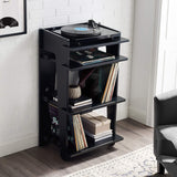 Crosley Furniture Soho Record Player Stand, Media Console with Vinyl Storage, Modern Home Organizer, Black Crosley Furniture